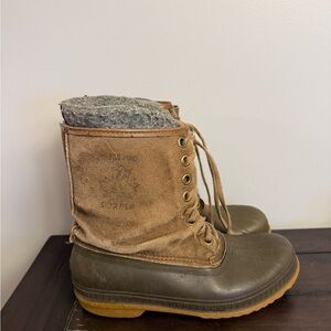 Sorel Vintage Pac Boots – Brown Leather & Suede Duck Boots – Wool Lined – Size 8